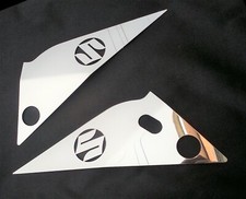 SUZUKI GSX 1400 MIRROR POLISHED STAINLESS LOGO SIDE PANEL COVERS TRIANGLES T11