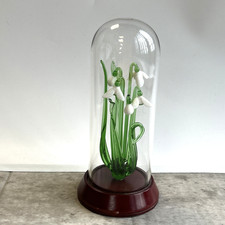 Suffolk Studio Vintage Glass Snowdrops Dome Decoration Ornament Handmade Table