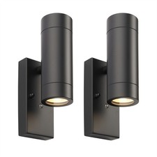 Set of 2 Black Up Down Twin Dusk Dawn Sensor IP44 Outdoor Wall Light