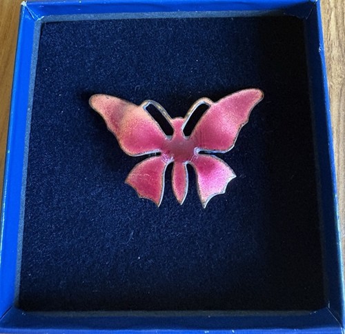 Vintage pink enamel - pink, butterfly
