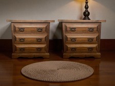 Pair of solid oak Bedside Table drawers, Lamp Stand spanish colonial 1