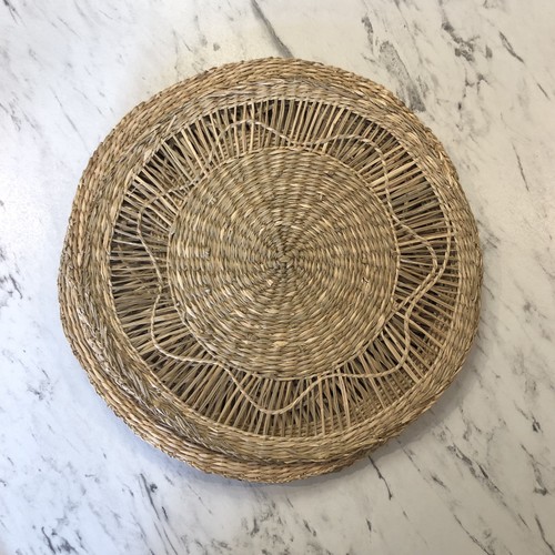 Vintage natural woven - , round