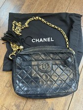 Vintage Chanel Camera Bag In Black Leather