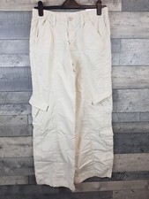 Urban Outfitters y2k Cargo Pants Trousers Size Small Ivory Relaxed Utility 