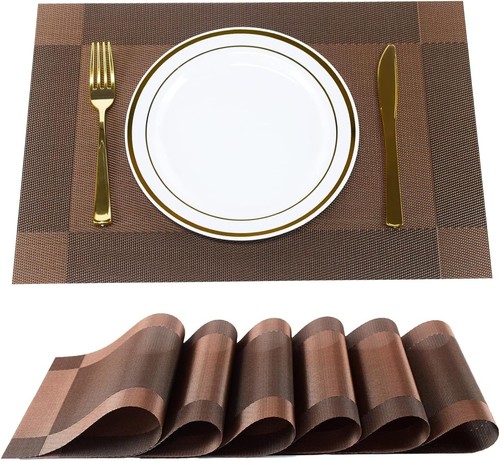Brown pvc placemats set - of, 6