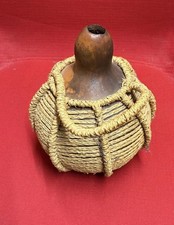 VINTAGE AFRICAN CALABASH GOURD container with rope holder