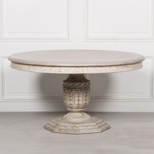 SECONDS French Wooden Distressed Rustic 145cm Pedestal Round Dining Table