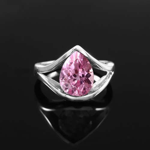Pink sapphire ring solid 925 - pink,