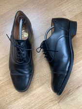 MENS SANDERS OXFORD BLACK LEATHER SHOES MADE IN ENGLAND SIZE 10F