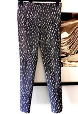 ZARA Patterned Cigarette Trousers 8 36 Navy Blue White NEW