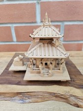Vintage Wooden Handmade Model of the Pashupati Nath Temple, Kathmandu, 6" High 