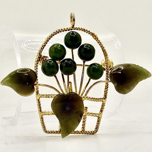 Vintage jade brooch pendant - vintage,