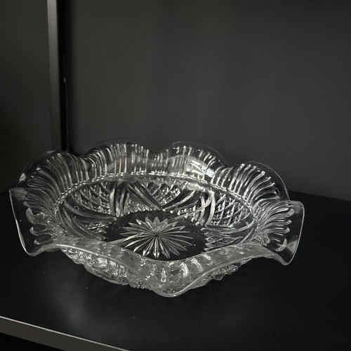 Vintage glass fruit bowl wavy - fruit,