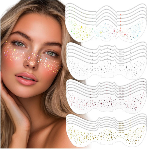 Glitter face freckles tattoo - freckles,