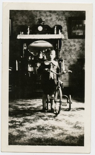 Boy with tricycle vintage - boy,