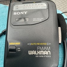 Retro Sony Walkman WM FX303 Mega Base Tape Player & Radio - Earphones. Exc cond