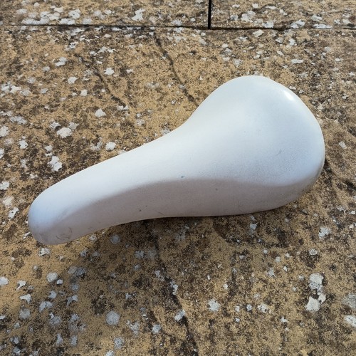 Vintage white bicycle saddle - vintage,
