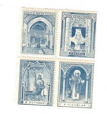 Great Britain Scottish Sunday school stamps 1890's se-tenant block St. Nicholas