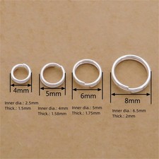 925 Sterling Silver Double Split Jump Rings 4 5 6 8mm Jewellery Making Findings