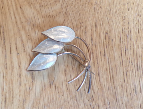 Sterling silver enamel leaves - silver,