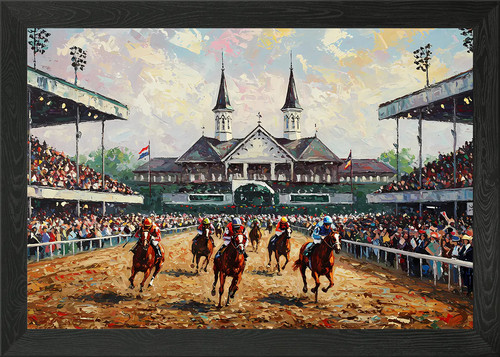 Horse race painting framed - painting,