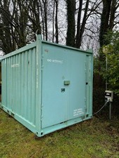 Teal Blue Converted Shipping Container Workshop