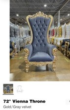 Throne Chair Grey Gold 63"