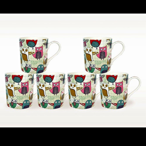 Set owl print bone - owl,