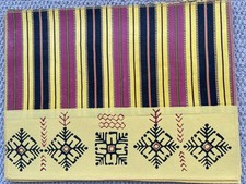 6 red/yellow rectangular table placemats with traditional Syrian fabric design
