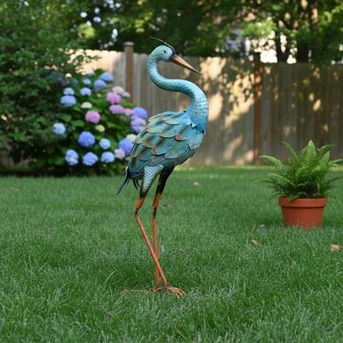 Crane garden statue metal - statue,,