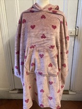 Cozee Home velvet soft  Hooded Robe Lounger Dressing  Gown QVC One Size Pink