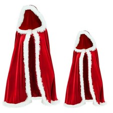 Adults & Kids Red Velvet Christmas Fluffy Santa Claus / Mrs Claus Cloak (Choose)