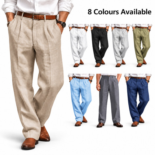 Mens cotton linen trousers - linen,
