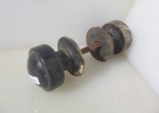 Antique Wooden Door Knobs Handles Plates OId Wood Vintage Edwardian