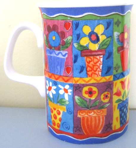 Bright flowers pots mug - flowers, in