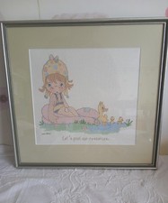 Vintage Framed Completed Needlepoint Cross Stitch Picture