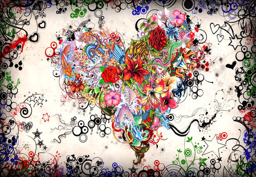 Colourful love heart canvas - love,