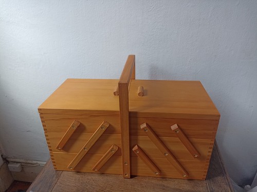 Wooden cantilever sewing box - sewing,