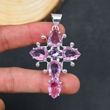 Pink Kunzite Gemstone Handmade 925 Sterling Silver Jewelry Pendant