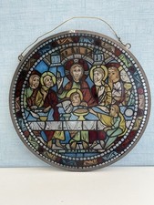 Hanging Large Stained Glass Effect Round Window Decoration Depicting Last Supper
