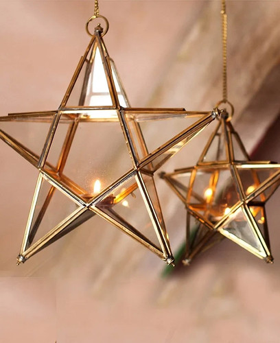 Nkuku antique brass glass star - antique,