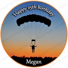 Personalised Parachute Gliding Paragliding Edible Icing Party Cake Topper