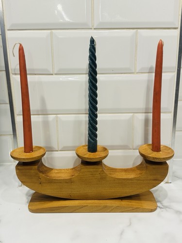 Vintage wooden candelabra mid - candelabra,