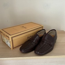 Barker Lombard Burgundy  Kid Woven Leather Slip-On  Loafers in UK Size 8