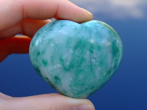 Amazonite carved heart natural - heart,