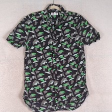 The Rail Men's Black And Green Patterned Skate Button Down Shirt Size S