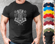 OUTLINE OF MJOLNIR GYM T-SHIRT GYM FIT FITTED TRAINING TOP VIKING MENS THOR