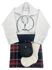Stewart Black Tartan Baby Adjustable Kilt Outfit, Hose, Sporran 0-24 Months