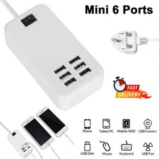 Multi 6-Ports USB Phone Charger Socket Fast Charging Station Adapter 3A UK Plug