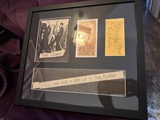 PUNK / THE CLASH: FULLY SIGNED, MOUNTED & GLAZED 1977 CONCERT TICKET SUPER RARE!